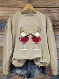 Women's Christmas Wineglass Gnome Sweatshirt