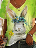 V-Ausschnitt OSTERN Hase Lässig Weit T-Shirt