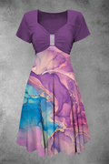 Women's Marbling Print Midi Dress