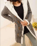 2022 New cashmere thick warm hooded coat