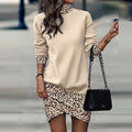 Women's long -sleeved turtleneck print dress