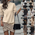 Women's long -sleeved turtleneck print dress