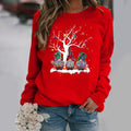 Christmas print long sleeve crew neck sweatshirt