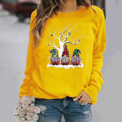 Christmas print long sleeve crew neck sweatshirt