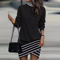 Women's long -sleeved turtleneck print dress