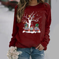 Christmas print long sleeve crew neck sweatshirt