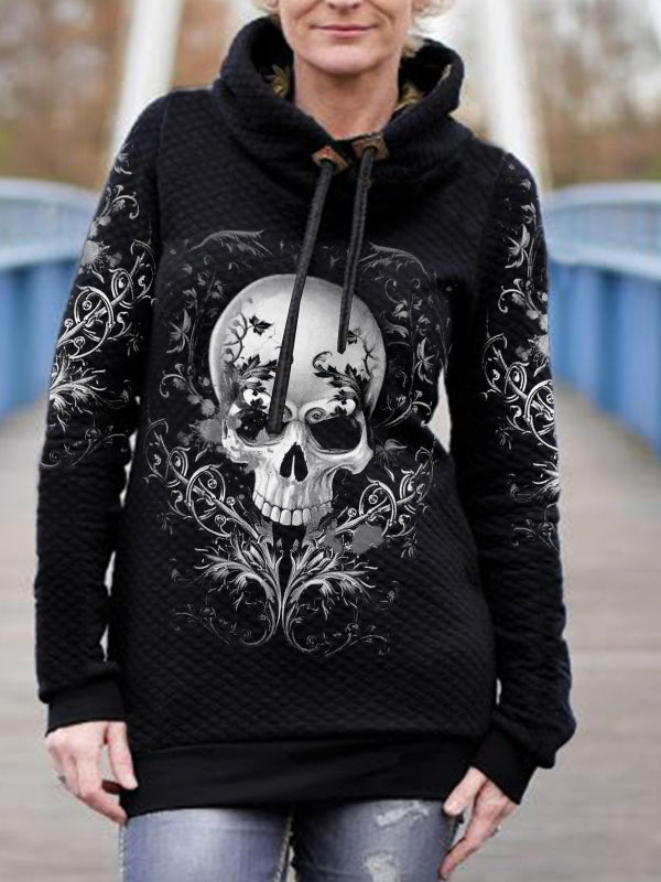 Punk Skull Waffle Thick Thermal Hoodie