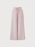 Plain Casual Wide Leg Shirred Waist Pant