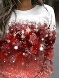 Crew Neck Ombre Snow Print Sweatshirts