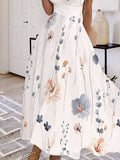 Women's Elegant Floral Print V-Neck Long Dress