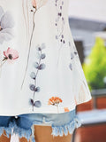 Floral V Neck Lace Casual T-Shirt