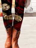 Tight Casual Christmas Cat Printed Legging