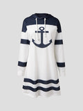 Hoodie Colorblock Ocean  Casual Mini Dresses