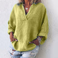 Plus Size Casual V Neck Long Sleeve Tops