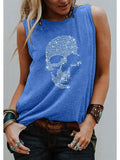 Women's Tank Top Pink Blue Purple Graphic Skull Print Sleeveless Holiday Going out Basic Round Neck Regular S