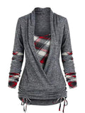 Women's Plaid Stitching Long Sleeve Sweatshirt