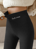 Casual Solid Fleece Lined leggings