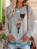 drei Katzen Sonde Weit Rundhals T-Bluse