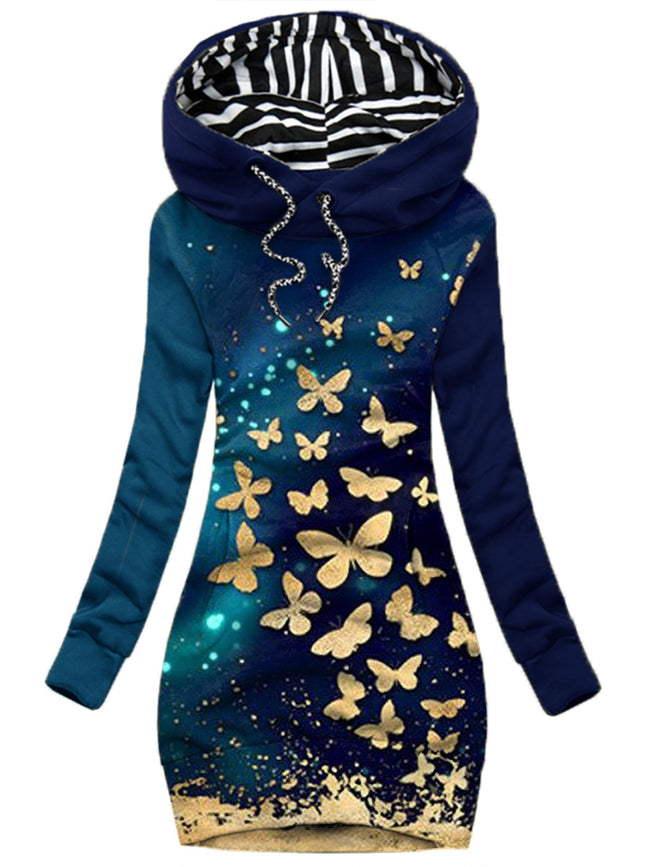 Women's Daily Vintage Butterfly Print Hoodie-1020-01