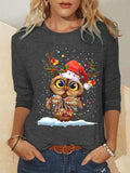 Christmas Owl Women Simple Top