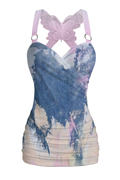 Women'S Distressed Daub Artistic Conception Casual Tank Top Two-Piece Set