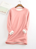 Women's thickened and fleece slim fit warm mid-length top