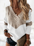 Long Sleeve V Neck Casual Cotton-Blend Sweater