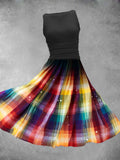 Women's Rainbow Plaid Art Design  Maxi Dress