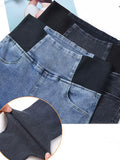 Weit Unifarben Denim Jeans