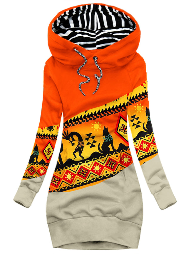 Women's Geometric Contrast Hoodie-1025-05