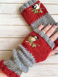 Basic Gestrickte Handschuhe mit Blumenmuster