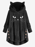 Kratzen Süß Katze Bestickt Weit Warm Sweatshirt