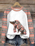 Women's Winter Art Dog Print Casual Sweatshirt