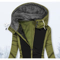 Women's Hoodie Jacket Comtemporary Stylish Patchwork Outdoor Daily Coat Polyester Short Green Fall Winter Zipper Doll Collar Regular Fit S M L XL XXL 3XL