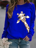 Giraffe Print Crew Neck Sweatshirt