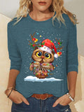 Christmas Owl Women Simple Top