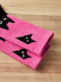 Schwarz Katze Kopf Farbe Matching Lässig Socken