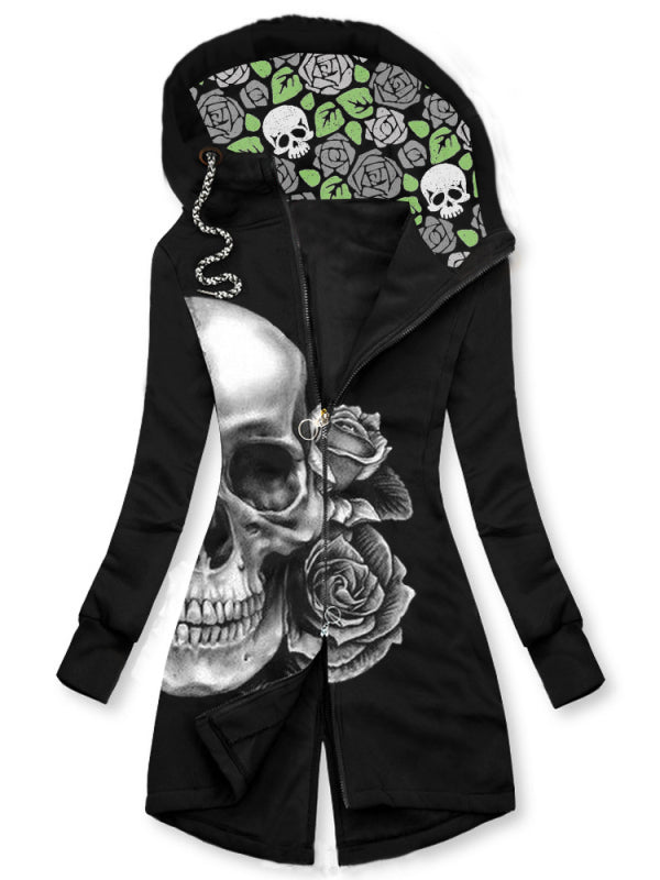 Casual printed punk jacket hoodies coat