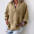 Plus Size Casual V Neck Long Sleeve Tops