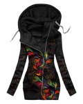 Women's Fashion Print Zip Hoodies-2327