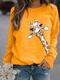 Giraffe Print Crew Neck Sweatshirt