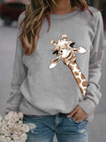 Giraffe Print Crew Neck Sweatshirt