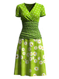 Women's Flower Polka Dot Art Design Panel Dress