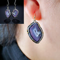 Vintage Amethyst-Achat-Anhänger-Ohrringe