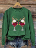 Women's Christmas Wineglass Gnome Sweatshirt