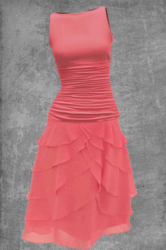 Women's Pale Pink Irregular Sleeveless Midi Dress