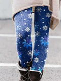 Christmas Snowflake Skinny Cotton Blends Pants