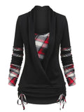 Women's Plaid Stitching Long Sleeve Sweatshirt