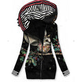 Women's Casual Jacket Hoodie Jacket Casual Streetwear St. Patrick's Day Pocket Print Street Daily Valentine's Day Going out Coat Polyester Long Green Black Blue Fall Winter Zipper Hoodie Regular Fit