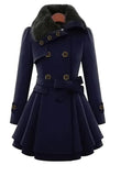 Women's Coat Long Fur With Belt Button Front Asian Size Coat